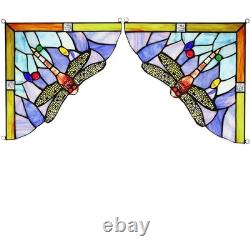 1 Pair Dragonfly Stained Glass Panels Door Window Corner Tiffany Glass Materi
