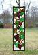 10 x 36 Handcrafted stained glass window panel flower Grape with Vine