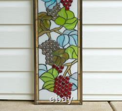 10 x 36 Handcrafted stained glass window panel flower Grape with Vine WL240