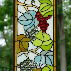 10 x 36 Handcrafted stained glass window panel flower Grape with Vine WLTH240