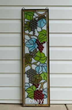 10 x 36 Handcrafted stained glass window panel flower Grape with Vine WLTH240