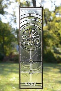 10 x 36 Stunning Handcrafted All Clear stained glass Beveled window panel