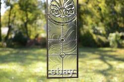 10 x 36 Stunning Handcrafted All Clear stained glass Beveled window panel