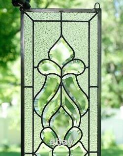 10 x 36 Stunning Handcrafted stained glass Clear Beveled window panel