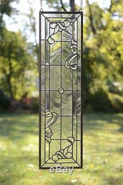 10 x 36 Stunning Handcrafted stained glass Clear Beveled window panel