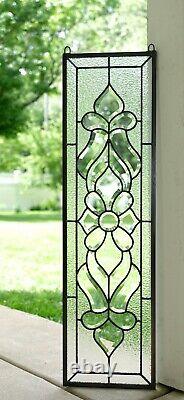 10 x 36 Stunning Handcrafted stained glass Clear Beveled window panel