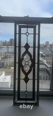 11.5 x 37 Handcrafted Vintage Leaded Stained Glass Window Panel READ