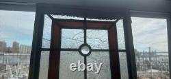 11.5 x 37 Handcrafted Vintage Leaded Stained Glass Window Panel READ