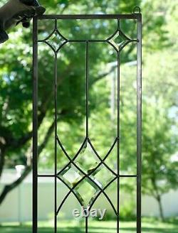 11 x 33 Stunning Handcrafted stained glass Clear Beveled window panel