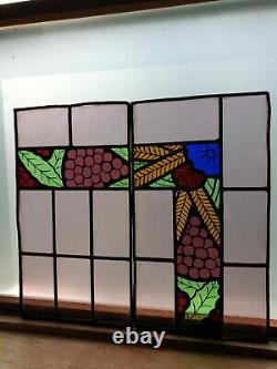 12 Antique Art Deco Stained Glass Reclaimed Window Panels