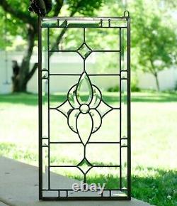 12 x 24 Stunning Handcrafted stained glass Clear Beveled window panel