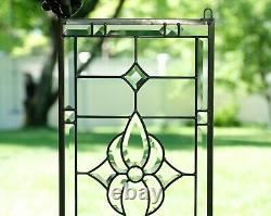 12 x 24 Stunning Handcrafted stained glass Clear Beveled window panel