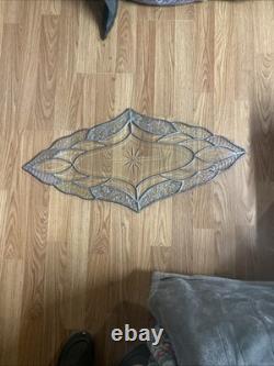 14 X 30 Handcrafted stained glass panel Clear Beveled window panel Leaded Deco