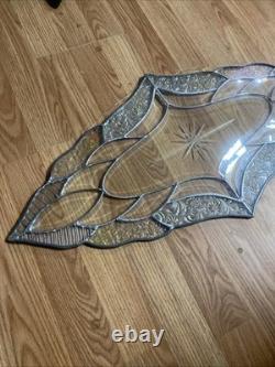 14 X 30 Handcrafted stained glass panel Clear Beveled window panel Leaded Deco