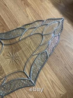 14 X 30 Handcrafted stained glass panel Clear Beveled window panel Leaded Deco