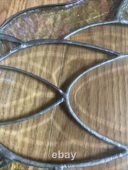 14 X 30 Handcrafted stained glass panel Clear Beveled window panel Leaded Deco