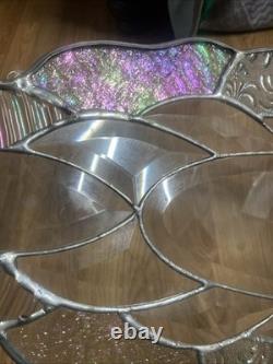 14 X 30 Handcrafted stained glass panel Clear Beveled window panel Leaded Deco