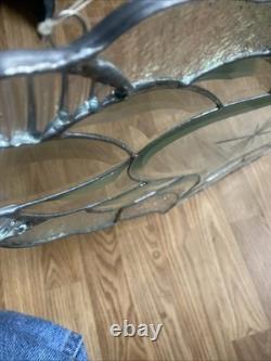 14 X 30 Handcrafted stained glass panel Clear Beveled window panel Leaded Deco