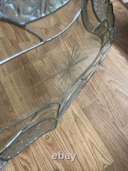 14 X 30 Handcrafted stained glass panel Clear Beveled window panel Leaded Deco