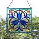 16 x 16 Victorian Blue Bell Tiffany style stained glass window panel catcher