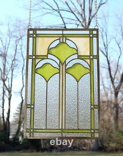 16 x 24 Handcrafted Ginkgo style stained glass window panel