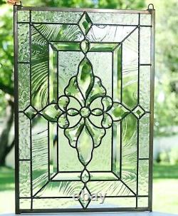 16 x 24 Stunning Handcrafted stained glass Clear Beveled window panel