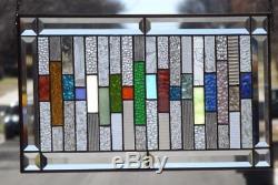 18 Colors 36 Clears Beveled border Stained Glass Window Panel 21 ½ x 12 ½