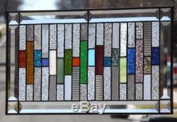 18 Colors 36 Clears Beveled border Stained Glass Window Panel 21 ½ x 12 ½