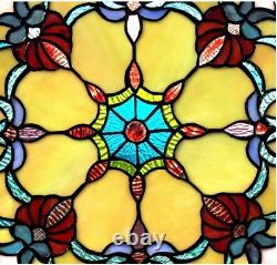 18 Rosalie Tiffany Style Stained Glass Window Panel with Chain