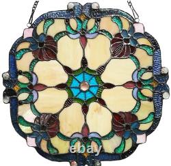 18 Rosalie Tiffany Style Stained Glass Window Panel with Chain