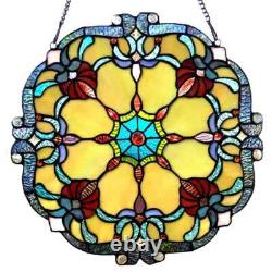 18 Rosalie Tiffany Style Stained Glass Window Panel with Chain