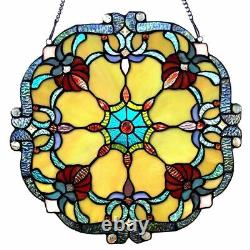 18 W Stained Glass Window Panel Victorian Tiffany Style Round