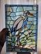 18 White & Blue Crane Stained Glass Window Panel