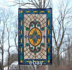 18 X 30 Handcrafted Hanging Stained Glass Window Panel HFtmm49