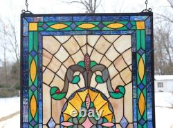 18 X 30 Handcrafted Hanging Stained Glass Window Panel HFtmm49
