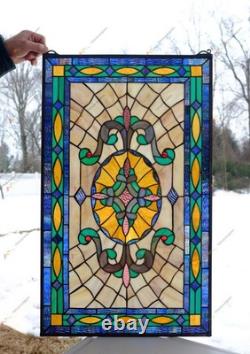 18 X 30 Handcrafted Hanging Stained Glass Window Panel HFtmm49