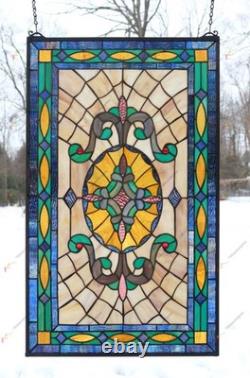 18 X 30 Handcrafted Hanging Stained Glass Window Panel HFtmm49