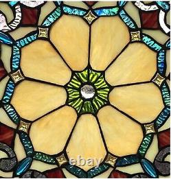 18 x 18 Victorian Blossom Tiffany Style Stained Glass Window Panel