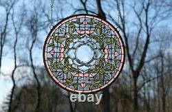 19.75 Dia Colorful Handcrafted Stained Glass Round Window Panel