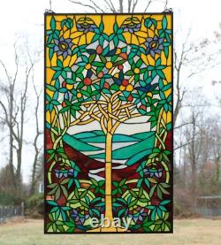19.75 x 33.75 Large Handcrafted stained glass window panel Tree of Life HF245