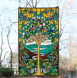 19.75 x 33.75 Large Handcrafted stained glass window panel Tree of Life HF245