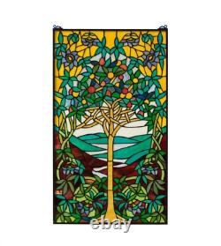19.75 x 33.75 Tiffany Style stained glass window panel Tree of Life HF245