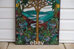 19.75 x 33.75 Tiffany Style stained glass window panel Tree of Life HF245