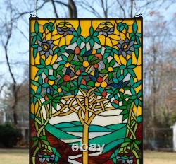 19.75 x 33.75 Tiffany Style stained glass window panel Tree of Life HF245