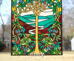 19.75 x 33.75 Tiffany Style stained glass window panel Tree of Life HF245