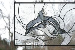 19 x 27 Beveled Mirror Glass panel Dolphin stained glass Window Panel