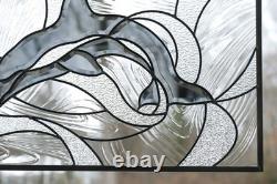 19 x 27 Beveled Mirror Glass panel Dolphin stained glass Window Panel