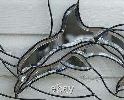 19 x 27 Beveled Mirror Glass panel Dolphin stained glass Window Panel
