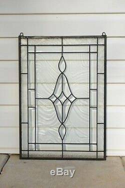 19 x 27 Stunning Handcrafted All Clear stained glass Beveled window panel