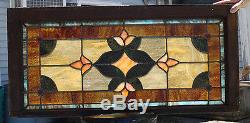 1920's Architectural Antique Victorian Jeweled Leaded Stained Glass Window Panel